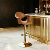 Modern Adjustable Swivel Faux Leather Counter Bar Stool Image - 2