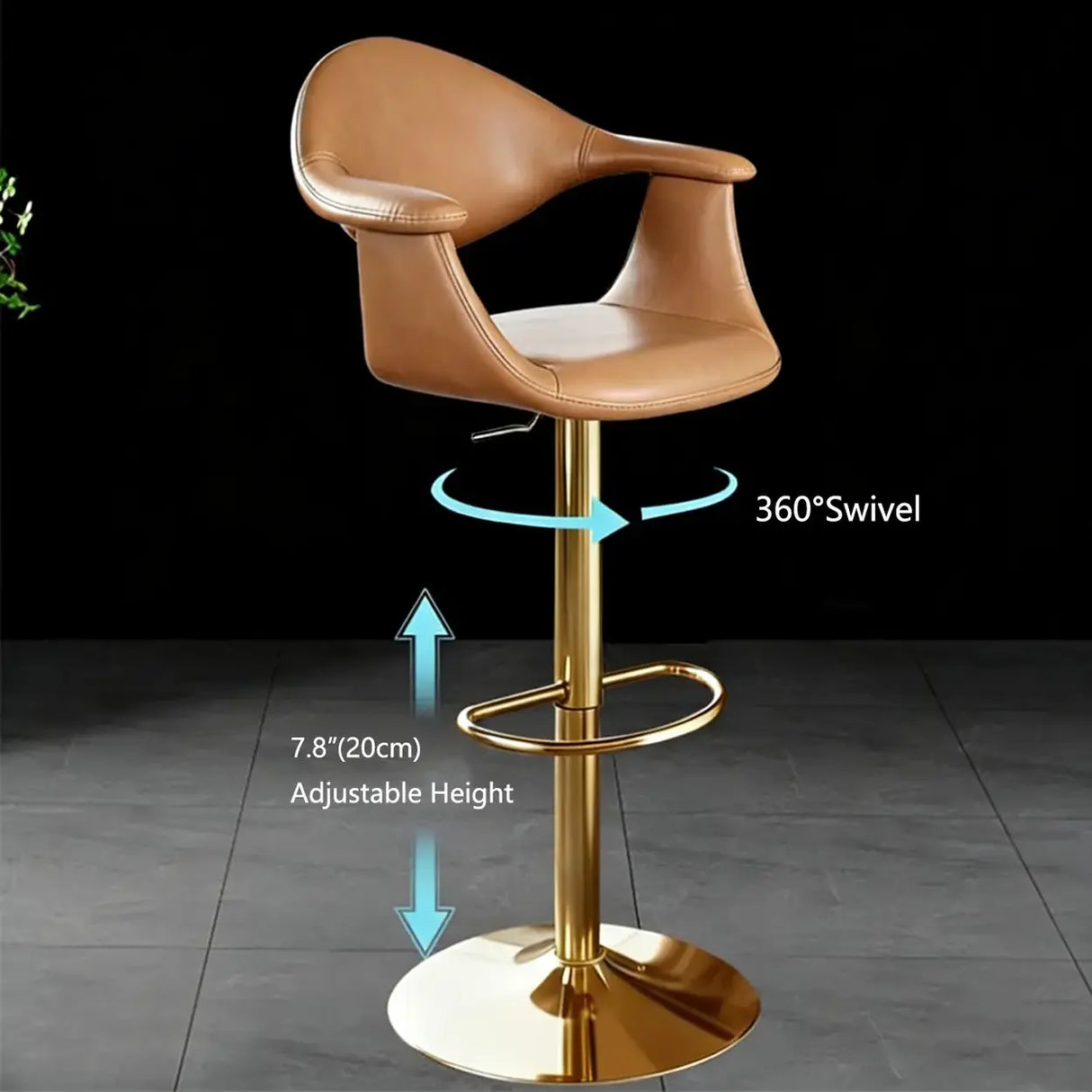 Modern Adjustable Swivel Faux Leather Counter Bar Stool Image - 5