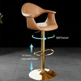 Modern Adjustable Swivel Faux Leather Counter Bar Stool Image - 5