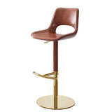 Modern Adjustable Swivel Leather Low Back Bucket Bar Stool Image - 11