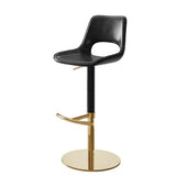Black Gold Modern Adjustable Swivel Leather Low Back Bucket Bar Stool Image - 13