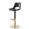 Black Gold Modern Adjustable Swivel Leather Low Back Bucket Bar Stool Image - 13