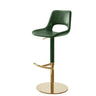 Blackish Green Gold Modern Adjustable Swivel Leather Low Back Bucket Bar Stool Image - 14