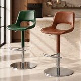 Modern Adjustable Swivel Leather Low Back Bucket Bar Stool Image - 1