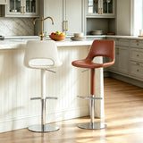 Modern Adjustable Swivel Leather Low Back Bucket Bar Stool Image - 2