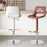 Modern Adjustable Swivel Leather Low Back Bucket Bar Stool Image - 3