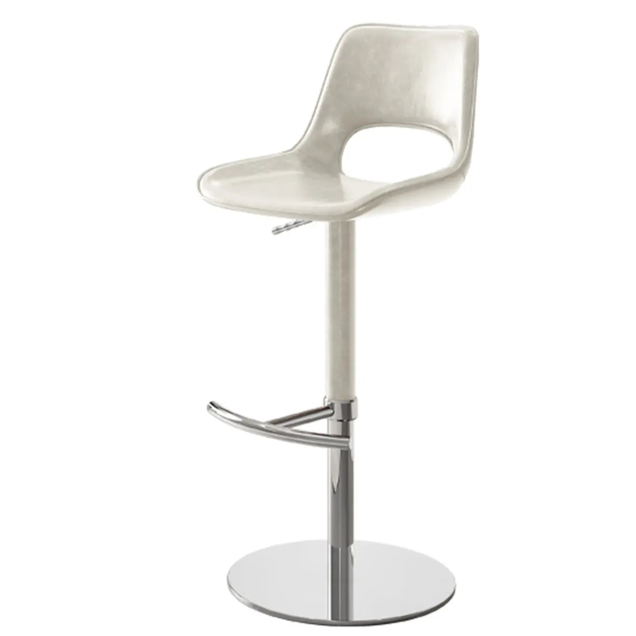 White Silver Modern Adjustable Swivel Leather Low Back Bucket Bar Stool Image - 7