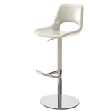 White Silver Modern Adjustable Swivel Leather Low Back Bucket Bar Stool Image - 7