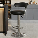 Modern Adjustable Swivel Leather Open Back Bar Stools Image - 13