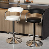 Modern Adjustable Swivel Leather Open Back Bar Stools Image - 2