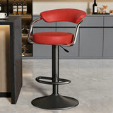 Modern Adjustable Swivel Leather Open Back Bar Stools Image - 5