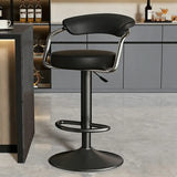 Modern Adjustable Swivel Leather Open Back Bar Stools Image - 7