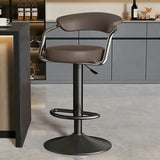 Modern Adjustable Swivel Leather Open Back Bar Stools Image - 8