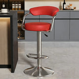 Modern Adjustable Swivel Leather Open Back Bar Stools Image - 9