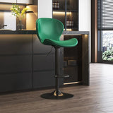 Modern Adjustable Swivel Orange Saddle Bar Stool with Footrest Image - 11