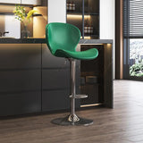 Modern Adjustable Swivel Orange Saddle Bar Stool with Footrest Image - 19