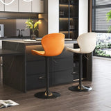 Modern Adjustable Swivel Orange Saddle Bar Stool with Footrest Image - 3