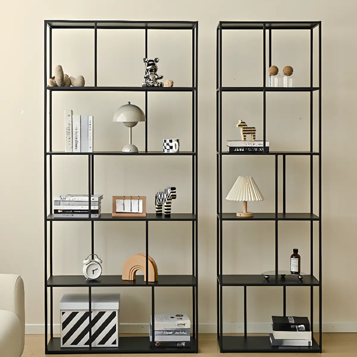 Modern Alloy Black 5-Shelf Vertical Display Bookcase Image - 1