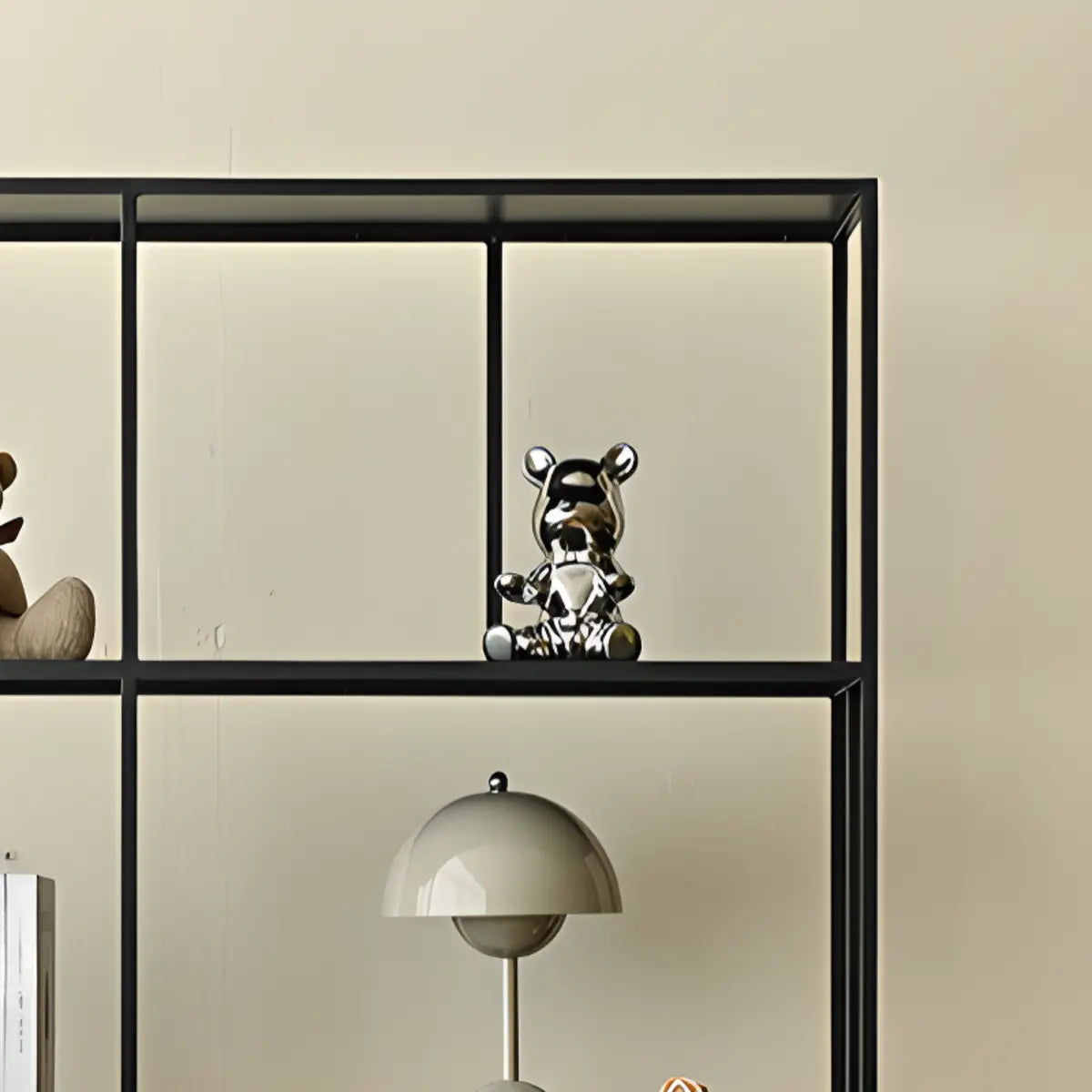 Modern Alloy Black 5-Shelf Vertical Display Bookcase Image - 10
