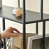 Modern Alloy Black 5-Shelf Vertical Display Bookcase Image - 12
