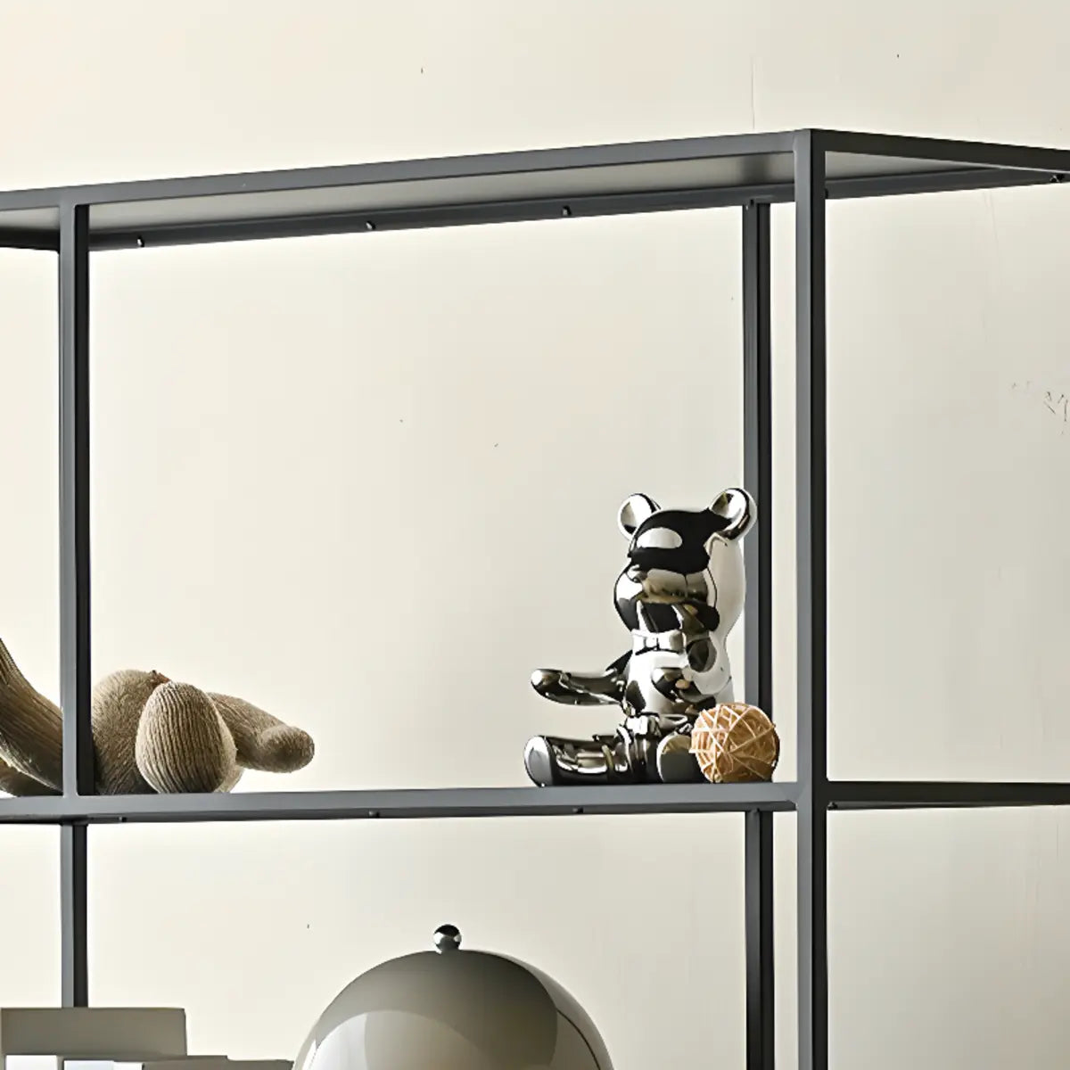 Modern Alloy Black 5-Shelf Vertical Display Bookcase Image - 13