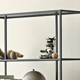 Modern Alloy Black 5-Shelf Vertical Display Bookcase Image - 13