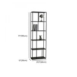 Modern Alloy Black 5-Shelf Vertical Display Bookcase Image - 15