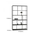 Modern Alloy Black 5-Shelf Vertical Display Bookcase Image - 16