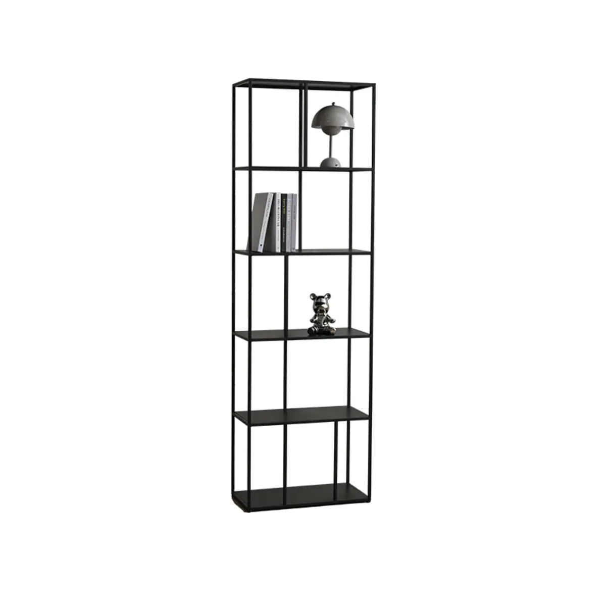 Modern Alloy Black 5-Shelf Vertical Display Bookcase Image - 2