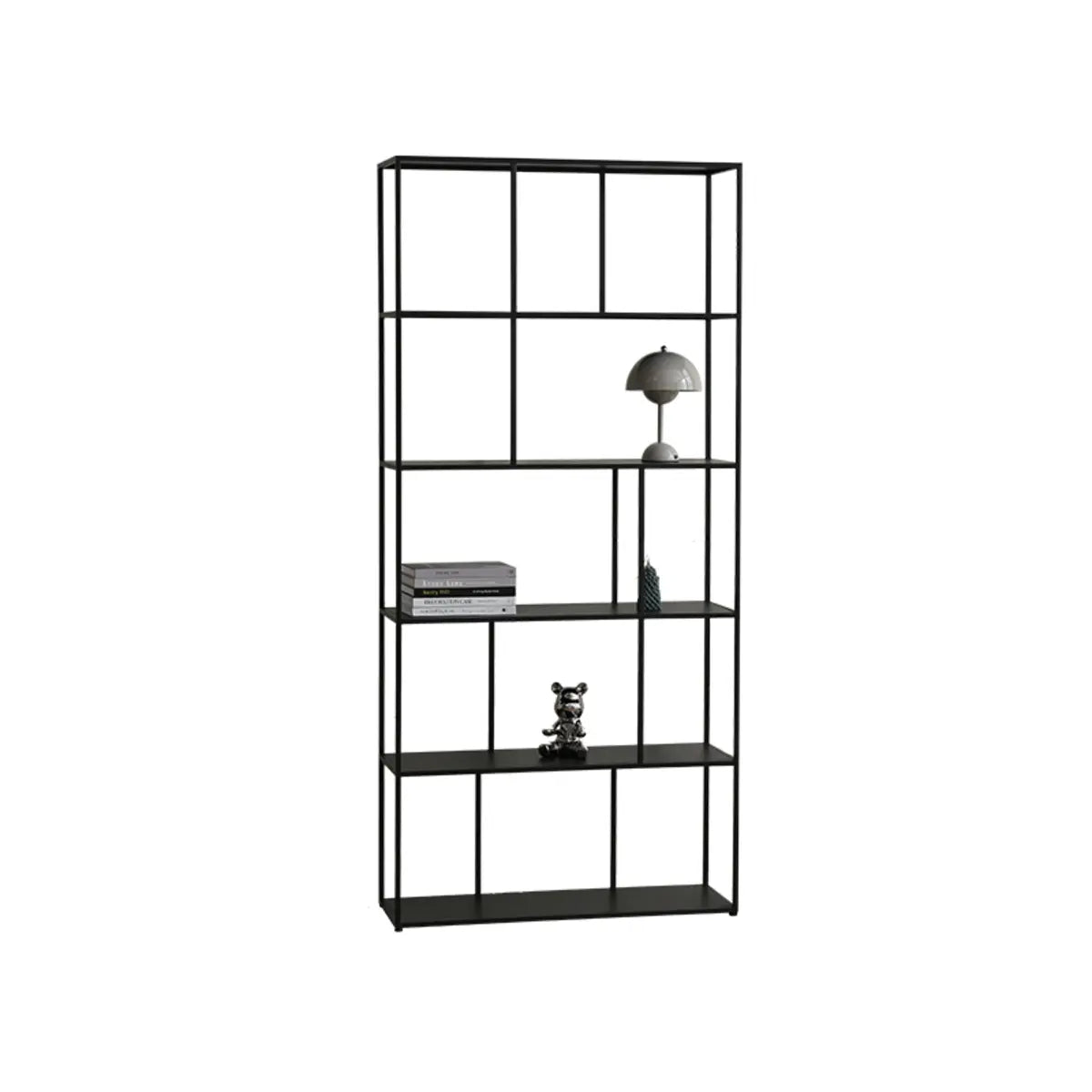 Modern Alloy Black 5-Shelf Vertical Display Bookcase Image - 3