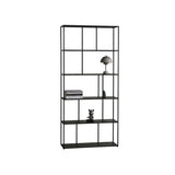 Modern Alloy Black 5-Shelf Vertical Display Bookcase Image - 3