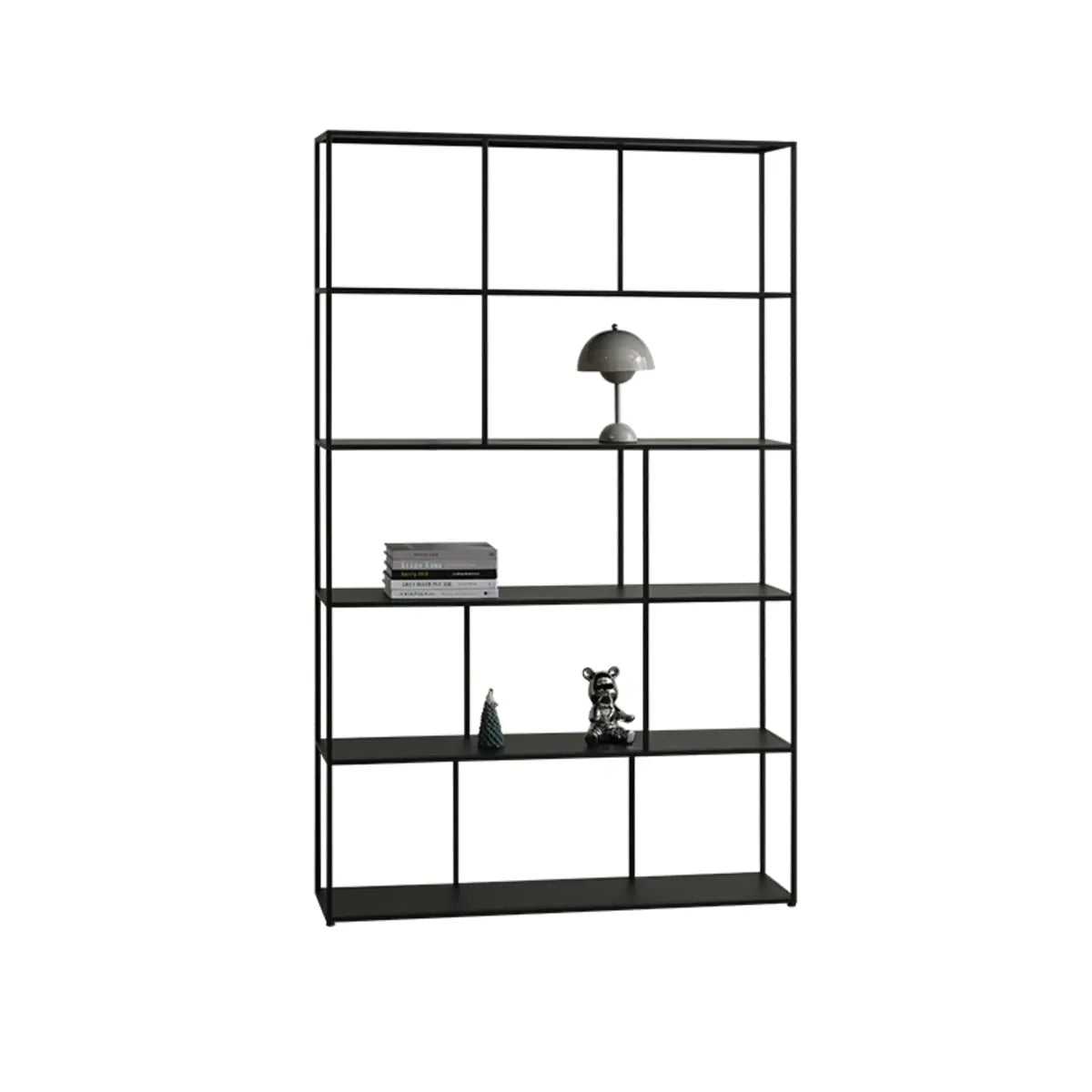 Modern Alloy Black 5-Shelf Vertical Display Bookcase Image - 5