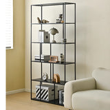 Modern Alloy Black 5-Shelf Vertical Display Bookcase Image - 6