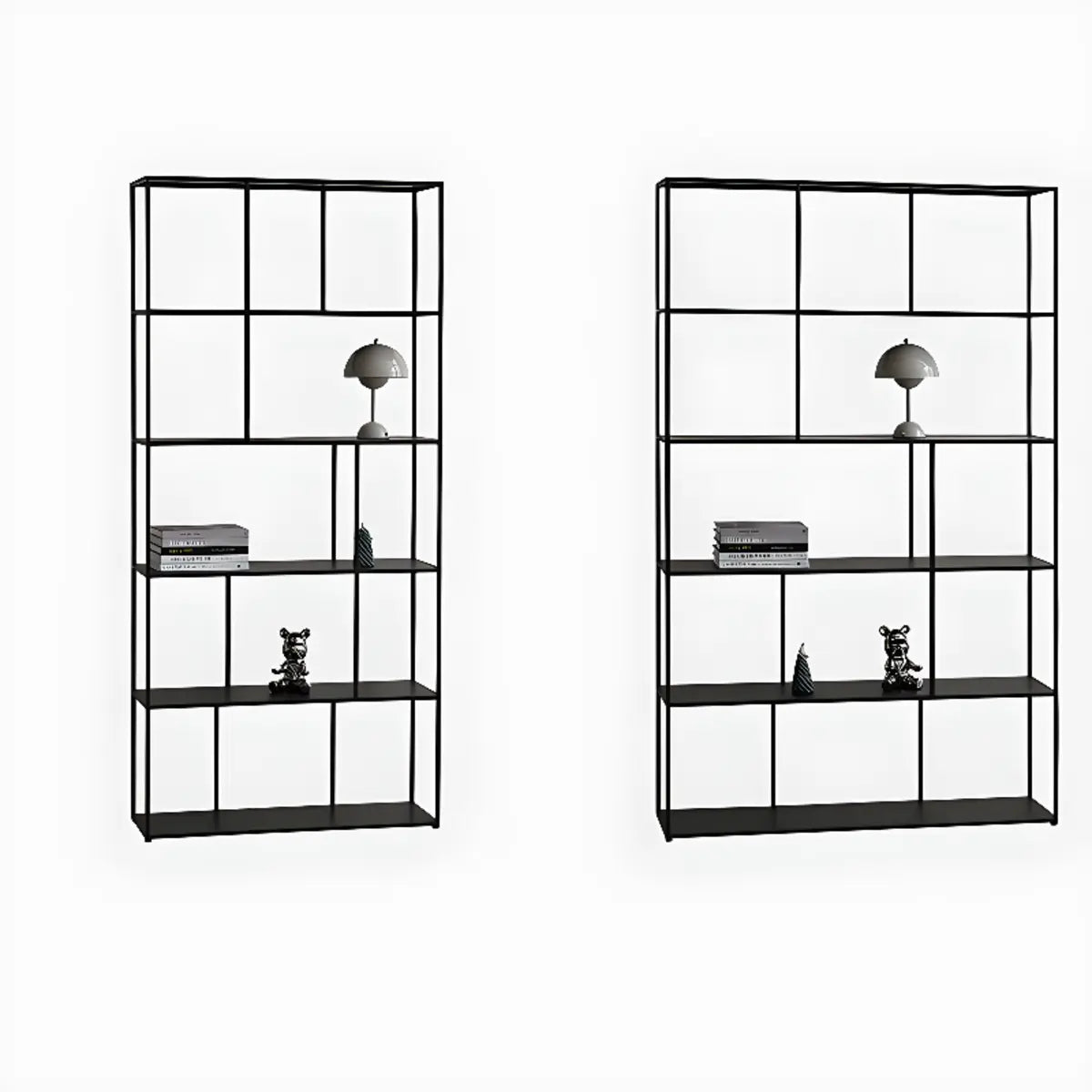 Modern Alloy Black 5-Shelf Vertical Display Bookcase Image - 8