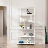 Modern Alloy Frame 5-Shelf Open Display Bookcase Black Image - 3