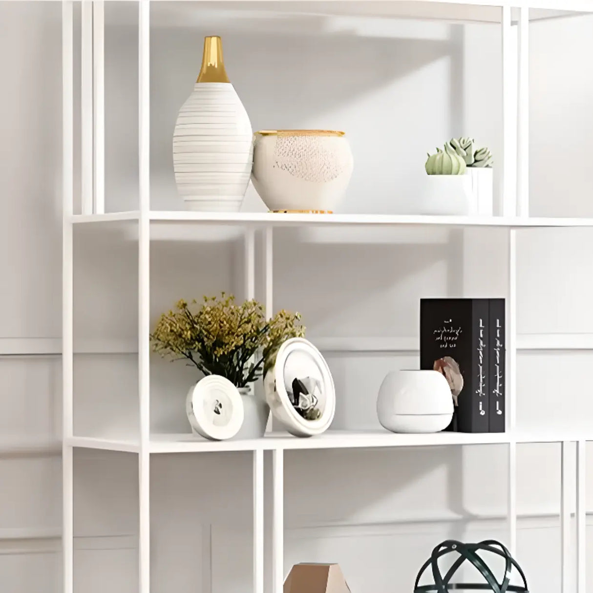 Modern Alloy Frame 5-Shelf Open Display Bookcase Black Image - 4