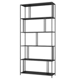 Modern Alloy Frame 5-Shelf Open Display Bookcase Black Image - 5