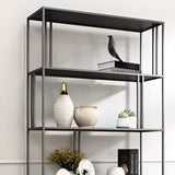 Modern Alloy Frame 5-Shelf Open Display Bookcase Black Image - 6