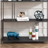 Modern Alloy Frame 5-Shelf Open Display Bookcase Black Image - 7