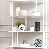 Modern Alloy Frame 5-Shelf Open Display Bookcase Black Image - 8
