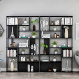 Modern Alloy Storage Shelf Open Back Bookshelf Black Image - 1