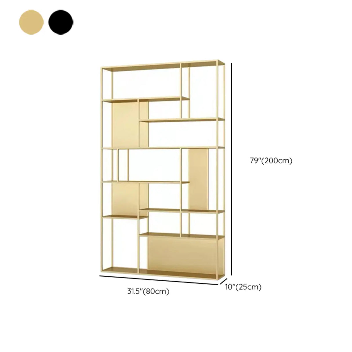 Modern Alloy Storage Shelf Open Back Bookshelf Black 