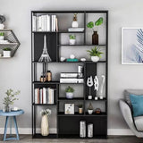 Modern Alloy Storage Shelf Open Back Bookshelf Black Image - 2
