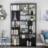 Modern Alloy Storage Shelf Open Back Bookshelf Black Image - 2