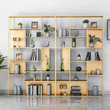 Modern Alloy Storage Shelf Open Back Bookshelf Black Image - 4