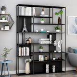 Modern Alloy Storage Shelf Open Back Bookshelf Black Image - 5