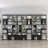 Modern Alloy Storage Shelf Open Back Bookshelf Black Image - 6