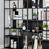 Modern Alloy Storage Shelf Open Back Bookshelf Black Image - 8