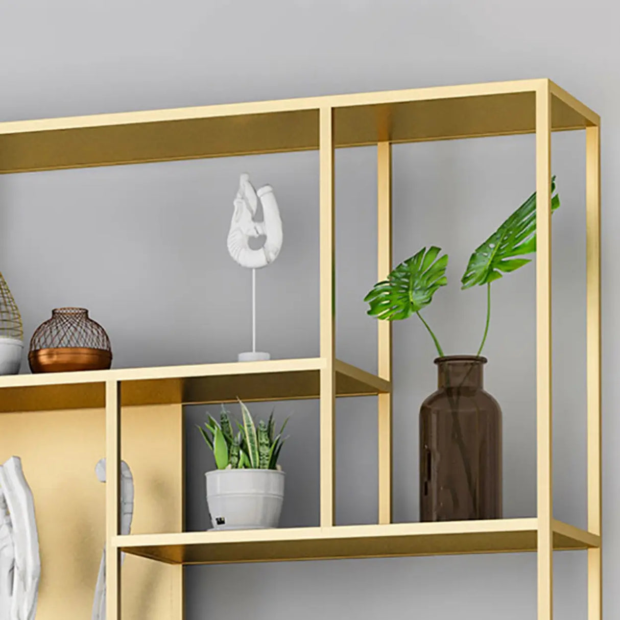 Modern Alloy Storage Shelf Open Back Bookshelf Black Image - 9