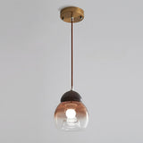 Modern Amber Clear Glass Dome Vaulted Pendant Light Image - 3